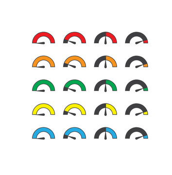 Illustrazione vettoriale di indicatori numerici di punteggio, valutazione e velocit&agrave; da 1 a 10. Ideale per dashboard, recensioni, performance, statistiche e interfacce digitali.