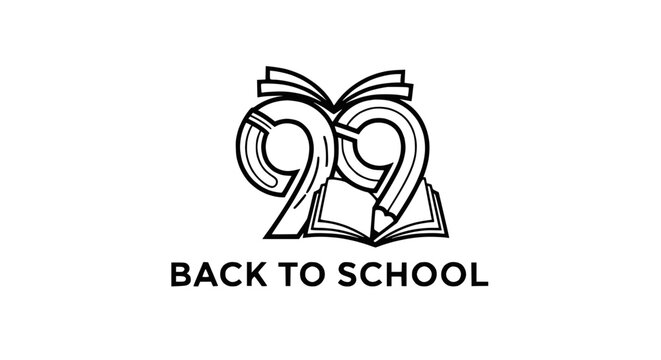 Back to School Concept with Number 99 and Book Pencil Illustration