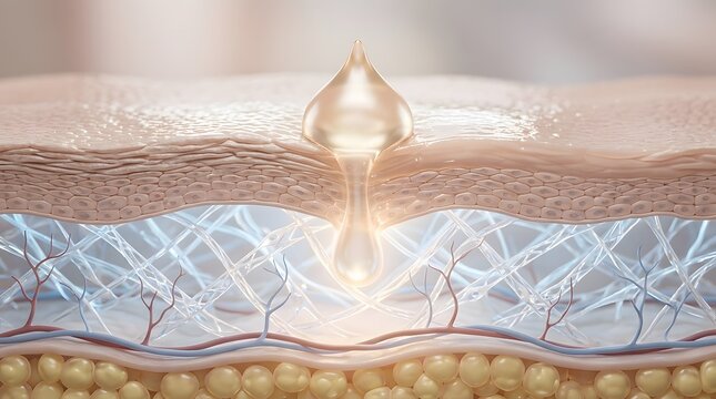 Cross section of human skin layers showing hair follicle and oil gland in a medical educational diagram