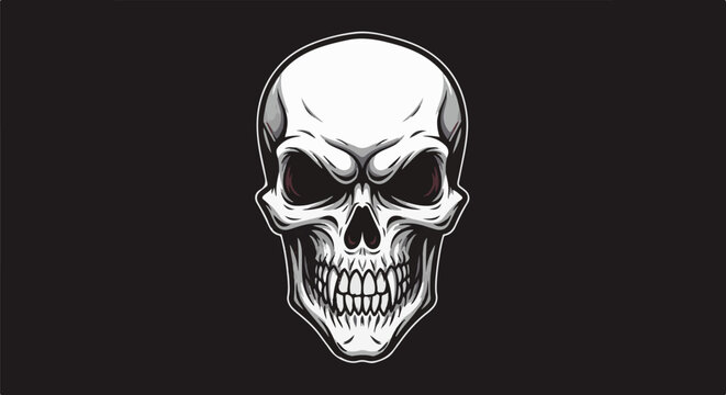 Detailed illustration of a skull with sharp teeth and dark eye sockets