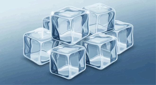 pile of ice cubes on blue surface.