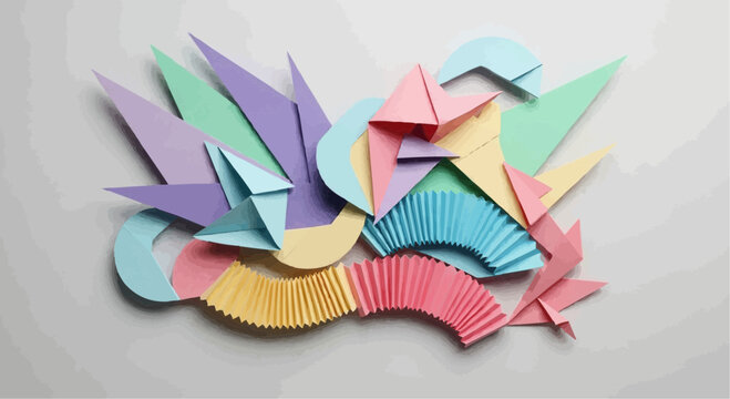 Colorful origami paper art design.