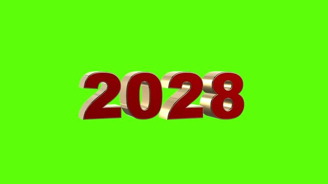 Happy New Year Number 2028 Gold With Green Background