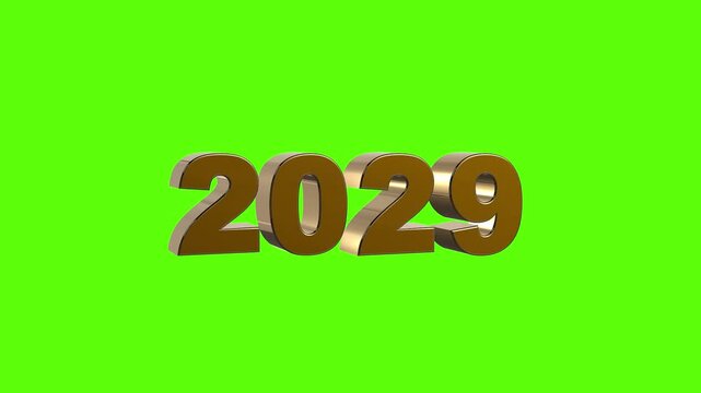 Happy New Year Number 2029 Gold With Green Background
