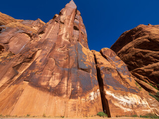 Moab, Utah May 15 2026 The large formation at the entrance to the Moab Canyonlands where the prehistoric Anasazi tribe left petroglyphs in the desert varnish on the rooks © Alan