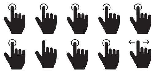 Obraz premium Touch screen hand gestures thin line icon set for web and mobile. vector illustration eps 10