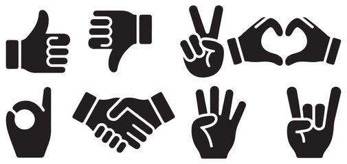 Obraz premium Set of hand touch screen gestures icons for mobile interface vector silhouette. vector illustration eps 10