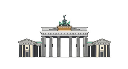 Fototapeta premium Brandenburg Gate illustration, Berlin landmark, neoclassical architecture, German icon