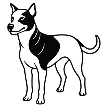 line drawing of a dog with black stripes across its body.