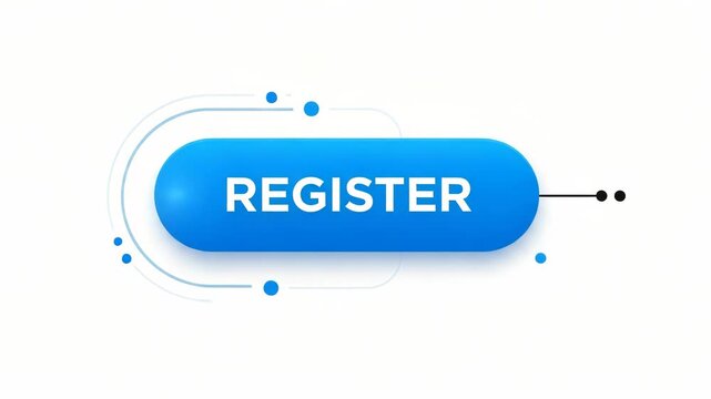 Blue register button isolated on white background