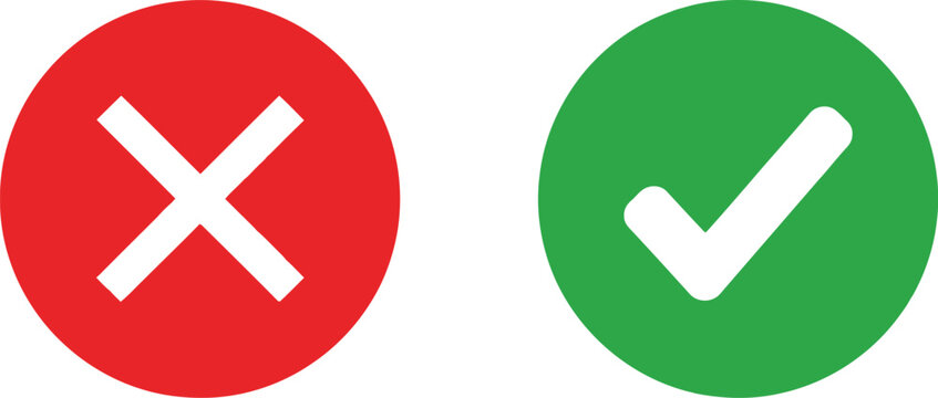 Red cross and green check mark icons for correct and incorrect choice selection
