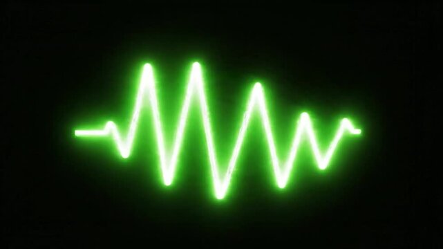 Neon green eye symbol appearing and pulsating with digital glitch effects on black background