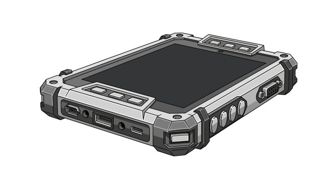 Rugged waterproof electronic device outdoors.
