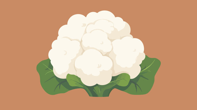 A celery stalk with a rounded cluster of white flower-like florets emerges from wide, ridged green leaves against a textured brown background