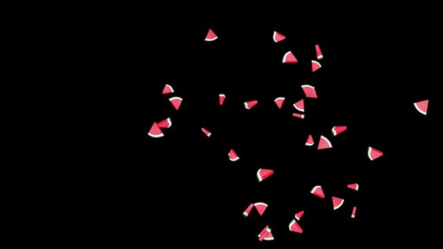 Cartoon 3D Watermelons Slice, Animation, Loop, with Alpha Channel

