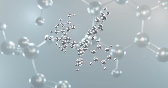 Atorvastatin rotating 3d molecule, molecular structure of lipid-lowering agent seamless video
