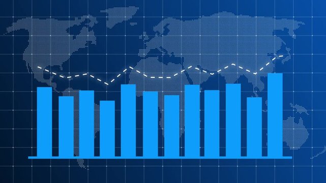 Business growth bar chart showing rising graph and growing fluctuation. Ideal for financial analytics, revenue growth, and company data visualizations, growth and success concept 4k