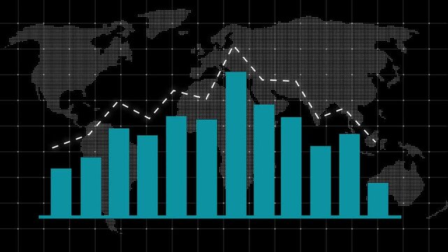 Graph Going down animation. Down business graph icon, Symbolizing revenue decrease, market downturn, financial loss, risk analysis, and negative performance 4k animation.