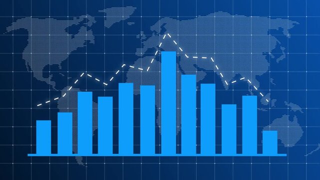 Graph Going down animation. Down business graph icon, Symbolizing revenue decrease, market downturn, financial loss, risk analysis, and negative performance 4k animation.