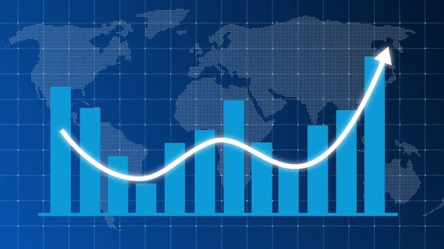 Business growth concept in graph chart showing marketing sales profit increasing to future target . growing business concept. business recovery, financial growth, revenue improvement performance 4k