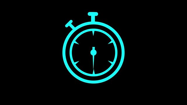 Counting down simple stopwatch animation, Isolated of a stopwatch with arrows indicating time 4K video Arrow shows a time interval of 60 minutes graphic animation. Alpha channel. 