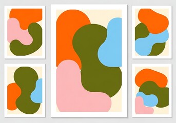 Fototapeta premium Abstract organic shapes wall art set