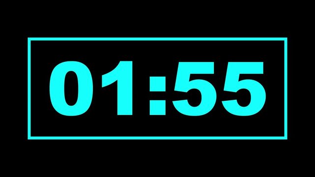 2 minute countdown timer animation from 120 second to 0 second on transparent background, 2 minute countdown timer, countdown video with alpha channel. 120 to 0 seconds, 2 minute countdown timer 