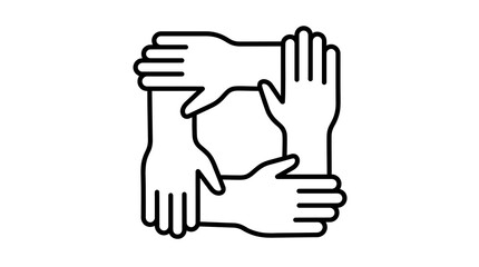Obraz premium Interlocking hands symbolizing unity and teamwork in minimalist design