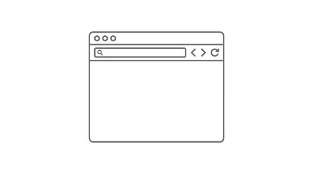 Minimalist linear web browser interface with search bar and navigation icons