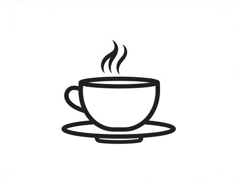 Minimalist black coffee cup icon illustration.