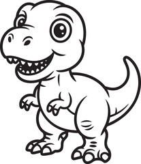 Fototapeta premium Cute cartoon dinosaur illustration with bold and friendly eyes and lines, big and black and white and childrens and animal in outline style