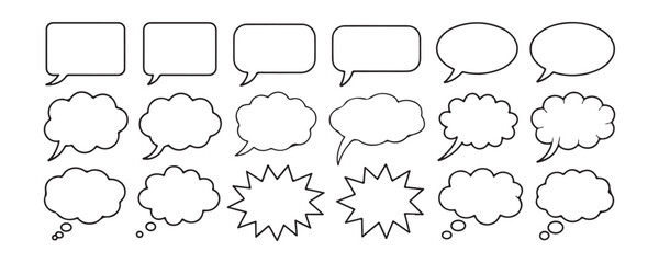 Selection of hand drawn style comic speech bubbles and thought clouds with irregular outlines on transparency. © MSTGIRATUN