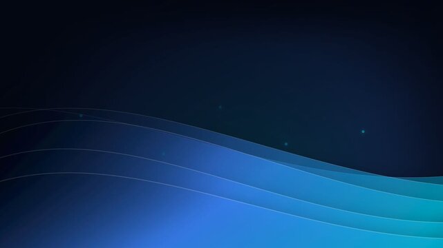 Blue wave abstract with dark gradient curves, glowing dots and modern corporate motion design with copyspace.