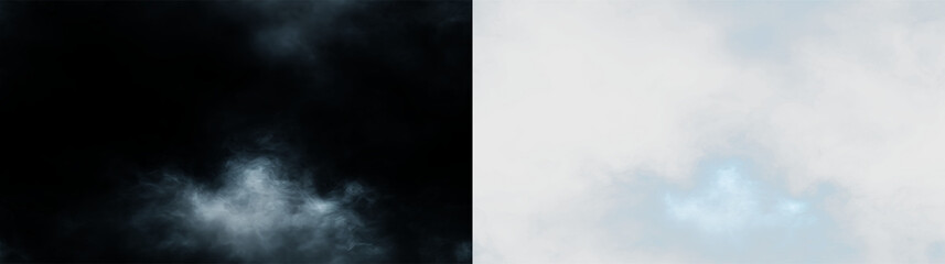 Clouds drift in a blue sky over a calm afternoon landscape, PNG with a light overlay © Liubov