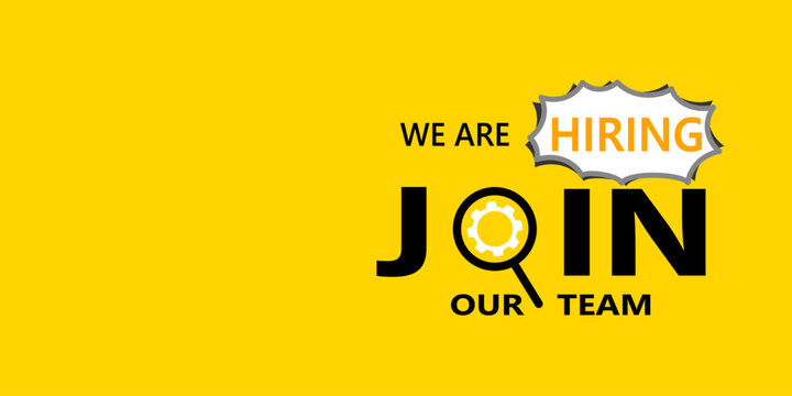 We are hiring, Join our team, Yellow background template