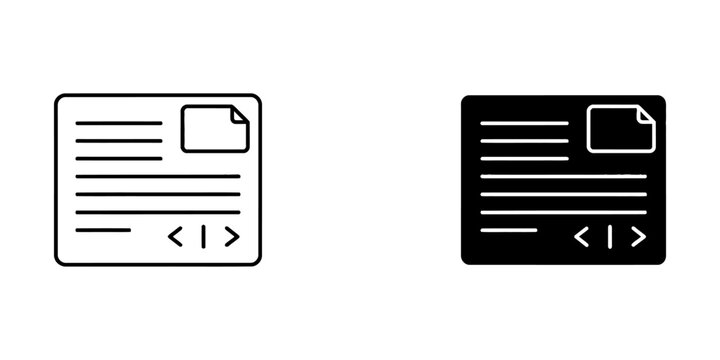 Programming file code document icons set with programming document developer