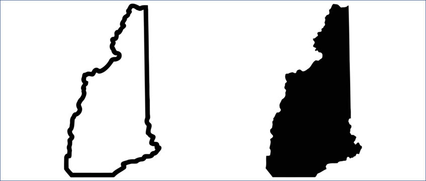 New Hampshire State Map Symbol with Geographic Outline and Regional Illustration Design. Symbol of American geography, regional identity, travel exploration and cartographic location reference concept