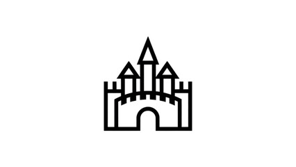 Minimalist castle illustration with towers and battlements Vector © Lota
