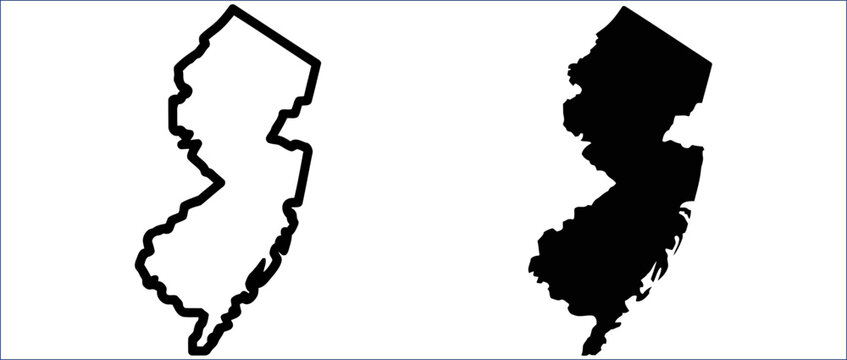 New Jersey State Map Symbol with Geographic Outline and Regional Illustration Design. Symbol of American geography, East Coast identity, travel exploration and cartographic location reference concept