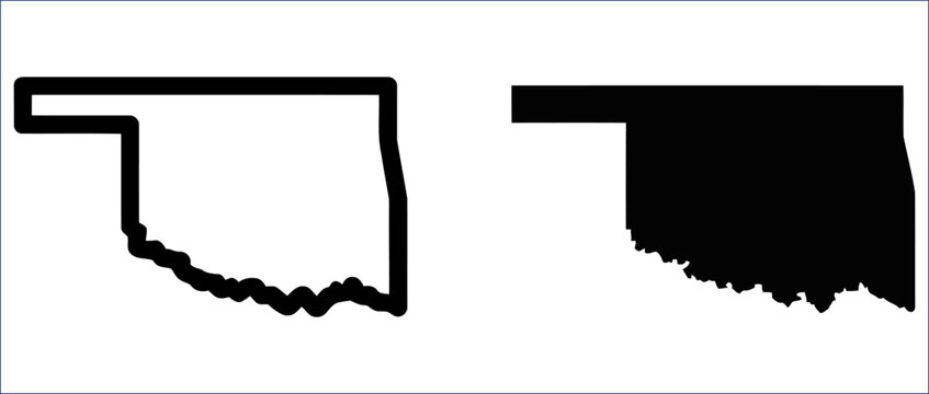 Oklahoma State Map Symbol with Geographic Outline and Regional Illustration Design. Symbol of American geography, regional identity, travel exploration and cartographic location reference concept