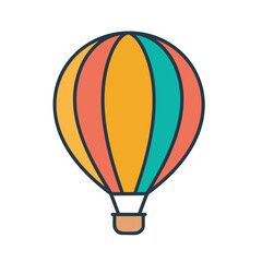 Fototapeta premium Colorful hot air balloon flat vector illustration icon.