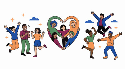 Fototapeta premium Flat Vector Illustration Diverse People Celebrating Unity and Teamwork For Commercial Use