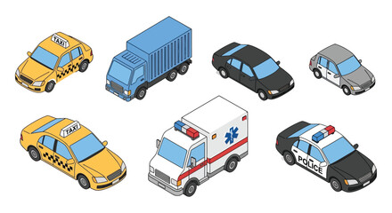various vehicles in vector style car taxi © Sagor