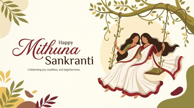 Elegant Mithuna Sankranti Festive Greeting Poster
