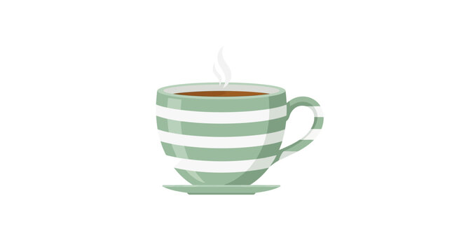 Green striped ceramic tea coffee cup.