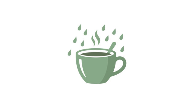 A steaming hot green coffee cup.