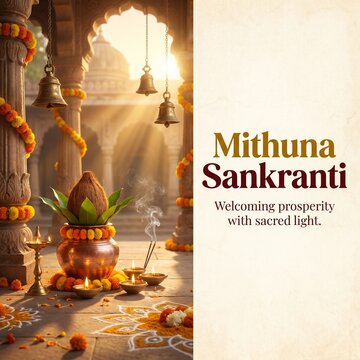 Mithuna Sankranti Sacred Temple Poster