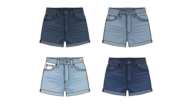 denim shorts vector illustration jeans fashion clothing