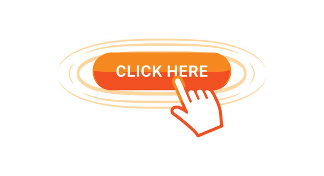 click here button with hand icon pointer