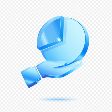 Pie Chart Analytics Data, 3D Blue Glossy Statistics Icon